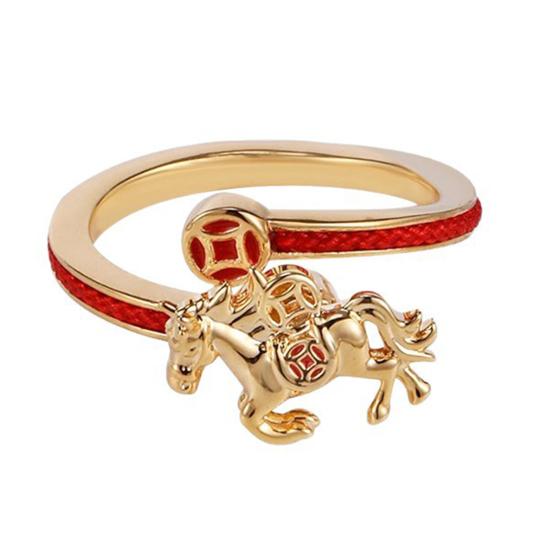 1/2 шт. Женское кольцо на палец, вращающееся кольцо с дизайном лошади и денег, 2026 год Лошади, открытое регулируемое кольцо, ювелирные аксессуары