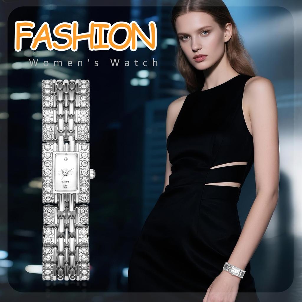 Square Watch for Cute and Alloy Square Fashion Accessory Perfect for Presents Women, Sparkly Analog, Waterproof, Antique, Stylish, Strap, Watch, -