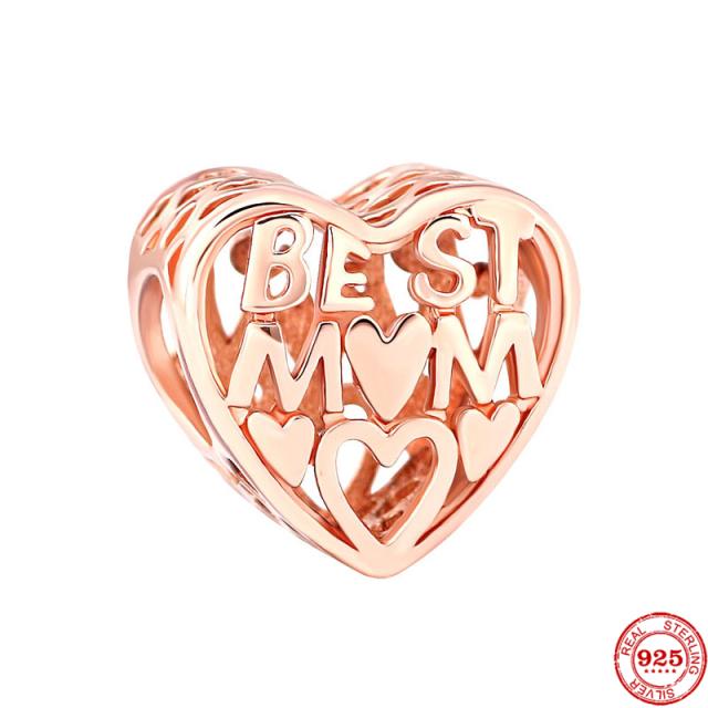 Neastamor Люблю тебя, мама, шарм-бусина в форме сердца, подходит для оригинального браслета, серебро 925 пробы, изготовление модных DIY украшений для женщин, подарок