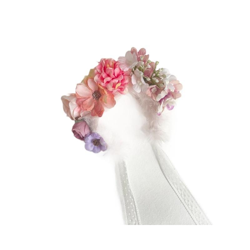 Clothes and Headband For Labubu Flower Crown White Dress Set Floral Outfit For 15/17cm Labubu 1st/2nd/3rd Gen(NO DOLL)