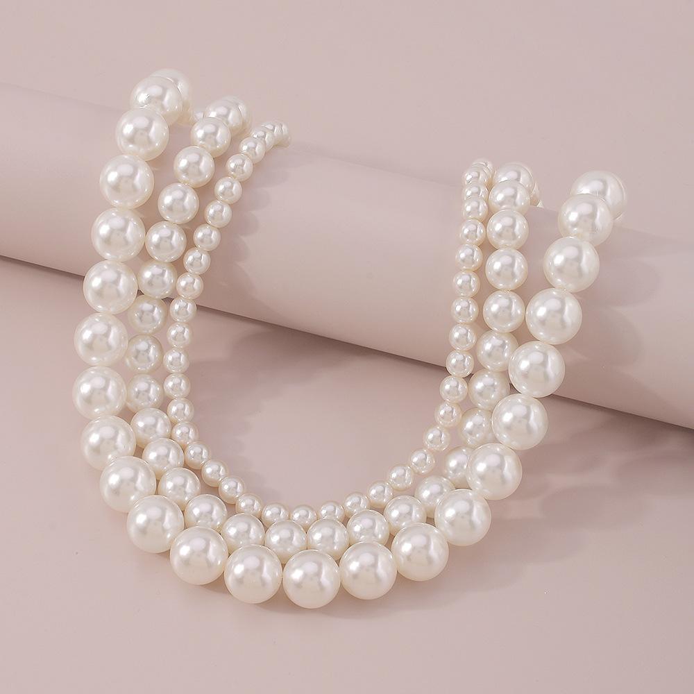 Tooxika Retro Elegant Fashion Choker Necklace Exaggerated Pearl Geometric Personality Temperament Necklace