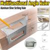 Multifunctional Angle Ruler Aluminum Silver Scribing Ruler 45 Degree 90 Degree Angle Ruler Vertical T-Gauge