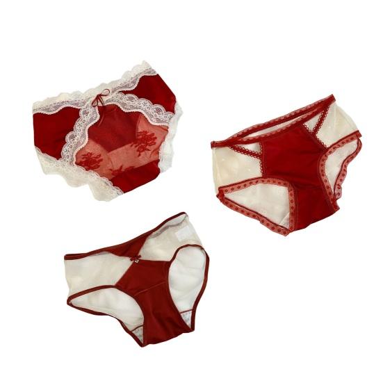 Lace Sexy Panties for Women Low Waist Full Coverage Briefs with Bow Ladies