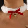 Sweet Bow Pendant Necklace Christmas Tree Xmas Clavicle Chain Christmas Plush Choker  Girls