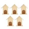 5Pcs Wood Wooden Birdhouse Unpainted Surface Bird Cage Craft Unique Garden Ornament  Small Birds