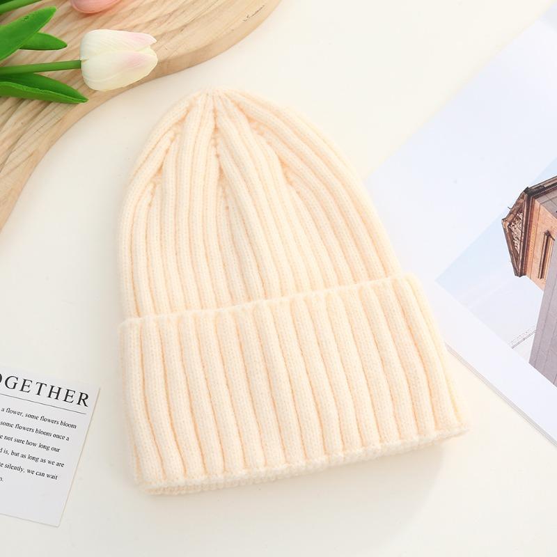 Зимняя женская однотонная вязаная шапка, теплая вязаная шапка для улицы, нейтральная повседневная шапка
