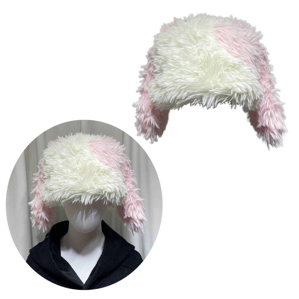 Cute Woollike Plush Long Ears Beanie Womens Lady Girl Headgear Caps Christmas Hats Faux Furs Beanie Hat Pullover Cap