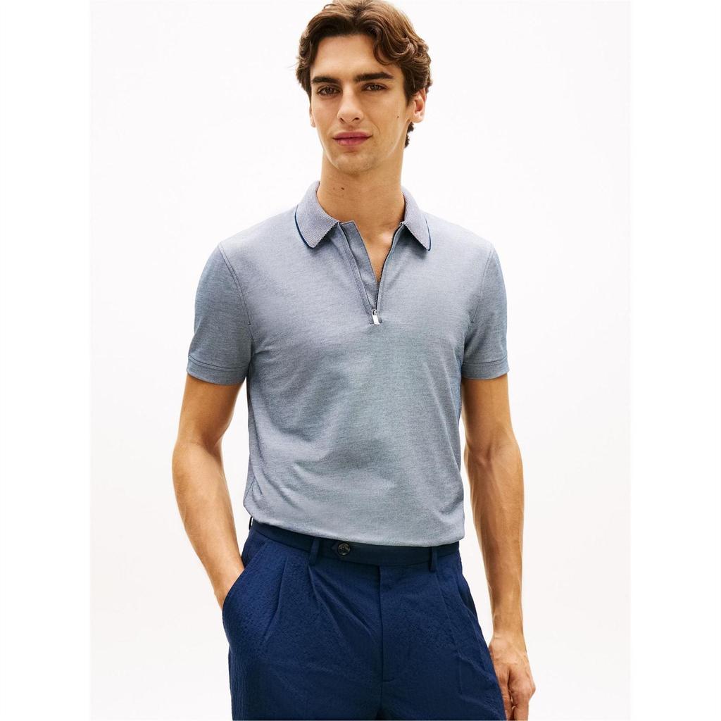 Tommy Hilfiger Mens Quarter Zip Polo Shirt