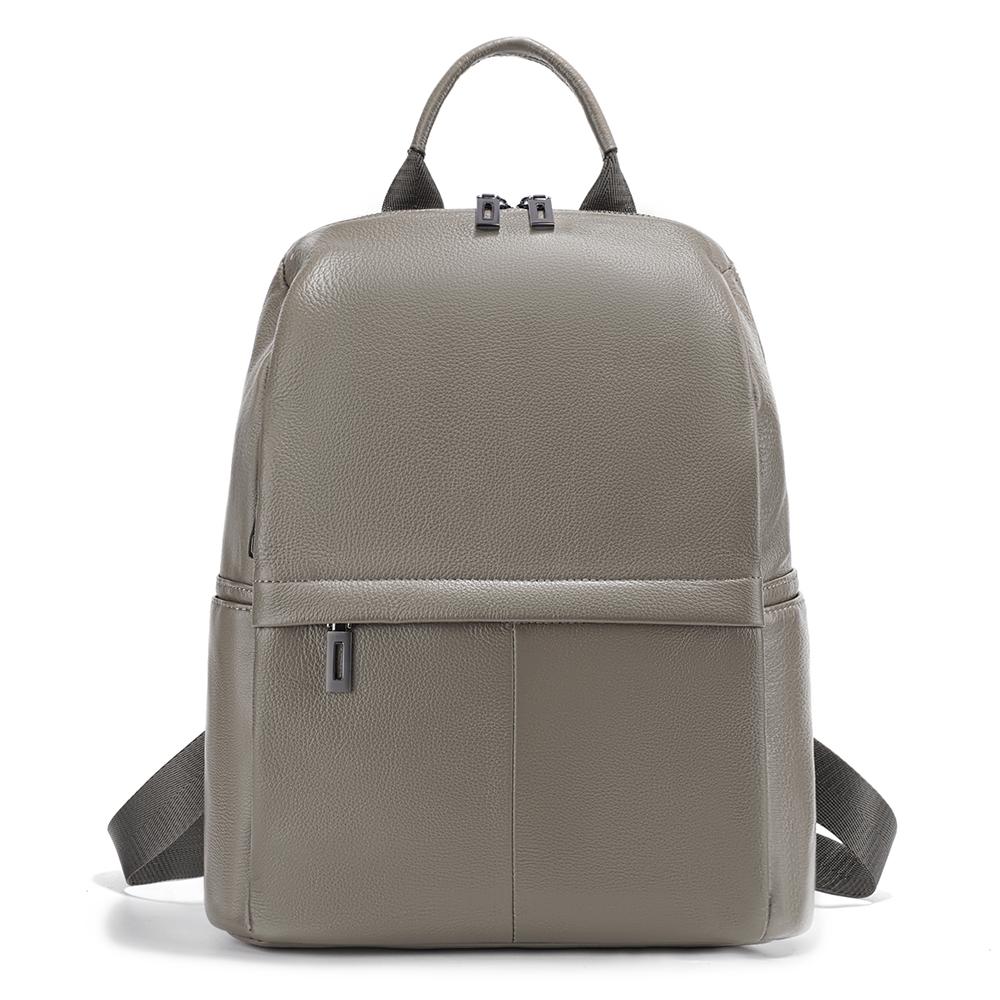 Zency Women's Backpack Genuine Leather Solid Color Travel Rucksack