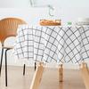 Round Grid Cotton Linen Printed Tablecloth Waterproof Oil-proof Anti-Scalding Table Cloth Coffee Kitchen Dining Table Tablecloth