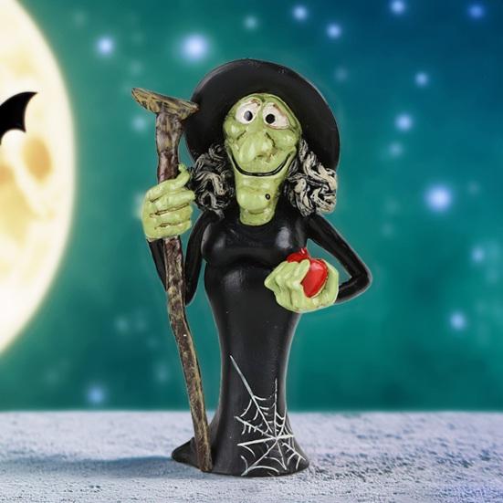 Halloween Ornaments Resin Black Cat Pumpkin Witch Ghost Miniature Figurines Indoor Outdoor Decorations for Home Patio Garden