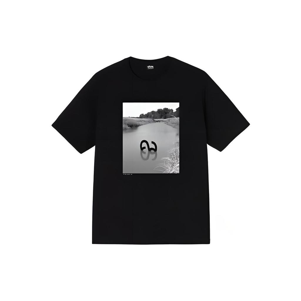 Stussy Classic Fashion Scene Print Simple Pattern Round Neck Pullover Comfortable Loose Casual Summer T-Shirt Unisex T-Shirt Black 1904815