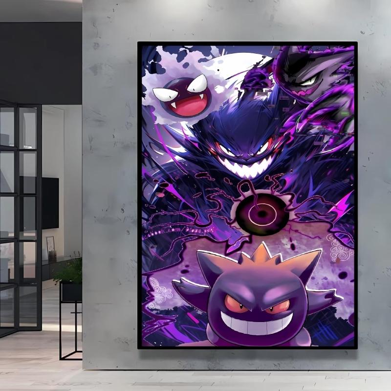 Canvas Artwork Painting Pokemon Gengar Poster Hd Prints Cartoon Character Picture Classic Modern Home Living Room Wall Decor