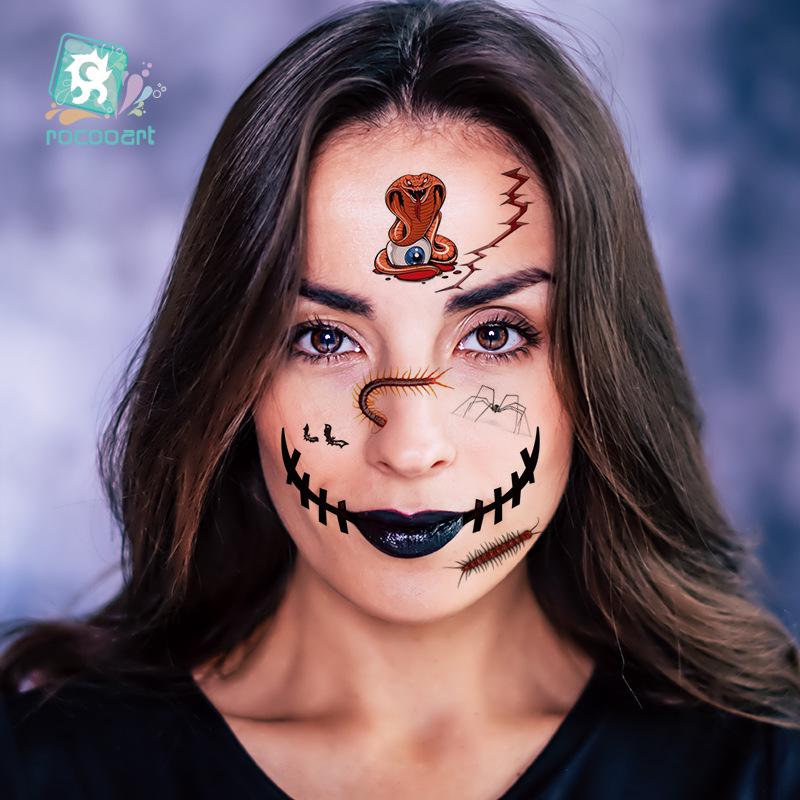 European & American Style Halloween Horror Face Tattoo Stickers for Masquerade Parties