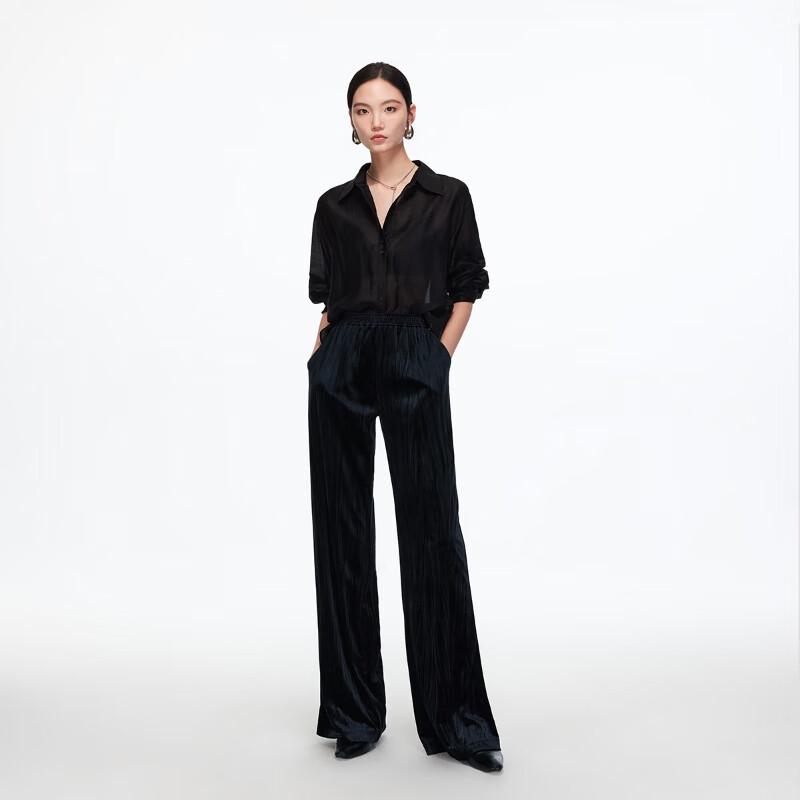 VEROMODA 2025 Winter Velvet High-Waist Straight-Leg Casual Pants