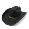 Tibetan Woolen Top Hat Thickened Woolen Felt Hat Tibet Big Edge Black Leather Strap Hat Men'S And Women'S Autumn Western Cowboy Hat