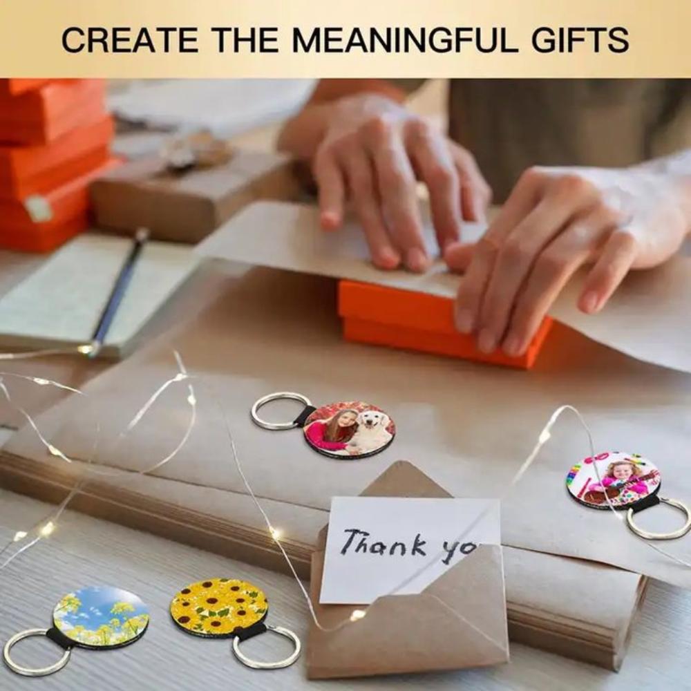DIY Heat Transfer Keyring PU Leather Double Sides Blank ID Tags Keyring Bag Hanging