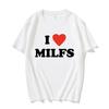 Модные Унисекс Футболки с Принтом I Love MILFS I Heart Hot Moms Мужские Женские Оверсайз Повседневная Футболка Харадзюку Футболка Стритвир