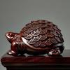 Ebony Wood Carved Golden Turtle Ornament for Home and Office Feng Shui Décor