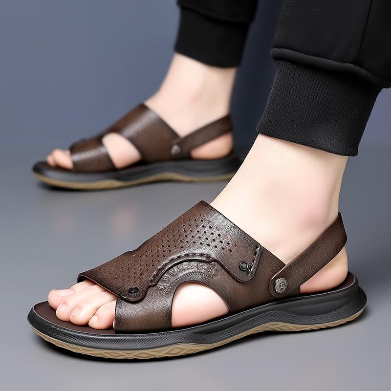 Fashion Summer Fashion Leather Soft Soled Men's Sandals Designer Leather Casual Beach Men Shoes Platform Slippers Male Zapatillas Hombre