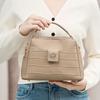 Genuine Leather Shoulder Bag with Crocodile Pattern Real Skin High-quality Feminine Milk-colored Bags