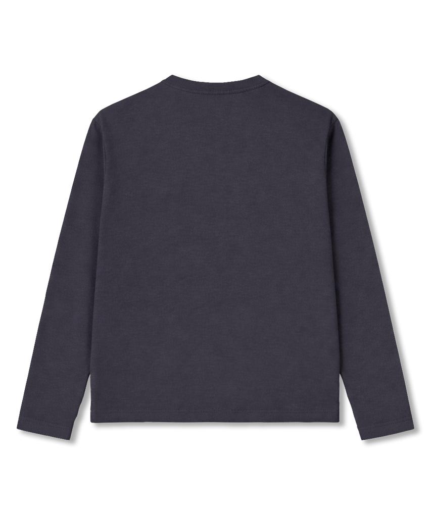 POLYGRAM Стильная полуукороченная футболка-henley с длинным рукавом, washable - Угольный