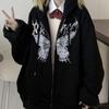 Осень и зима новый модный принтованный капюшон большой размер свитер пара свободный повседневный уличный спортивный кардиган куртка Y2k большой размер