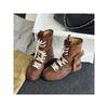 Vintage Versatile Frosted Leather Boxing Boots Women's Straps Side Zipper Outer Wear Mountaineering Dexun Martin Boots