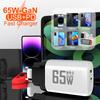 65W GaN Fast Charger: QC 3.0 & PD with 9V/12V for EU/US, Ideal for Laptops & USB Devices