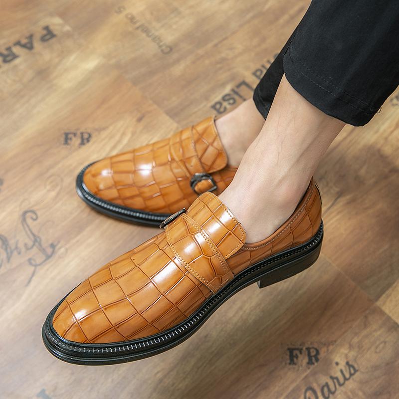 Fashion Luxury Brand Men Shoes Loafer Shoes Men Casual Leather Side Metal Buckle Shoes Mens Dress Shoes Black and Blue Platform Shoes