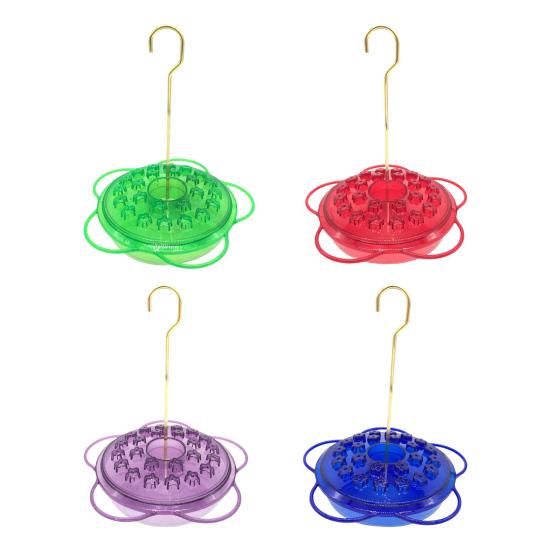 Кормушка для колибри для уличного использования, подвесная пластиковая кормушка для диких птиц с 24 отверстиями для кормления и насестом для декора лужайки сада и патио