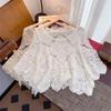 Women's New Lace Hollow Hook Flower Shawl 3/4 Sleeve Shirt Top