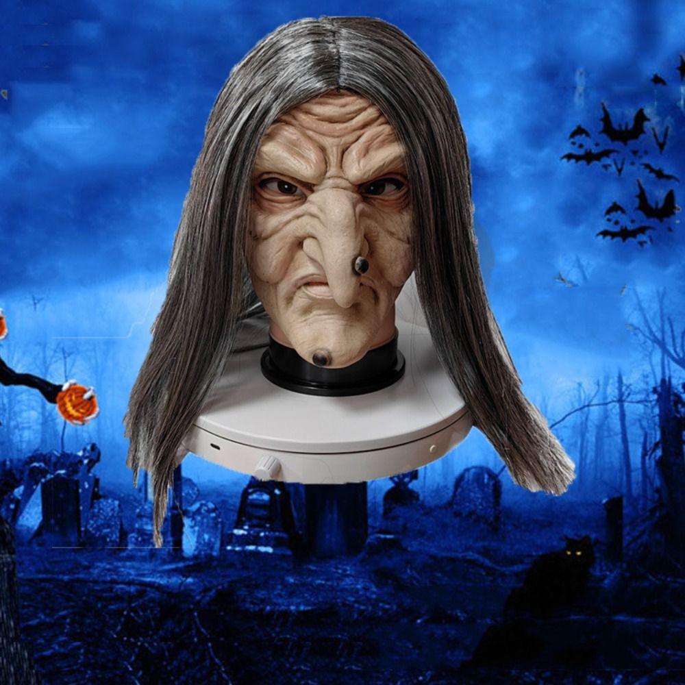 Многоразовый головной убор ведьмы на Хэллоуин из латекса, головной убор для косплея старушек, маска для лица бабушки, наряд