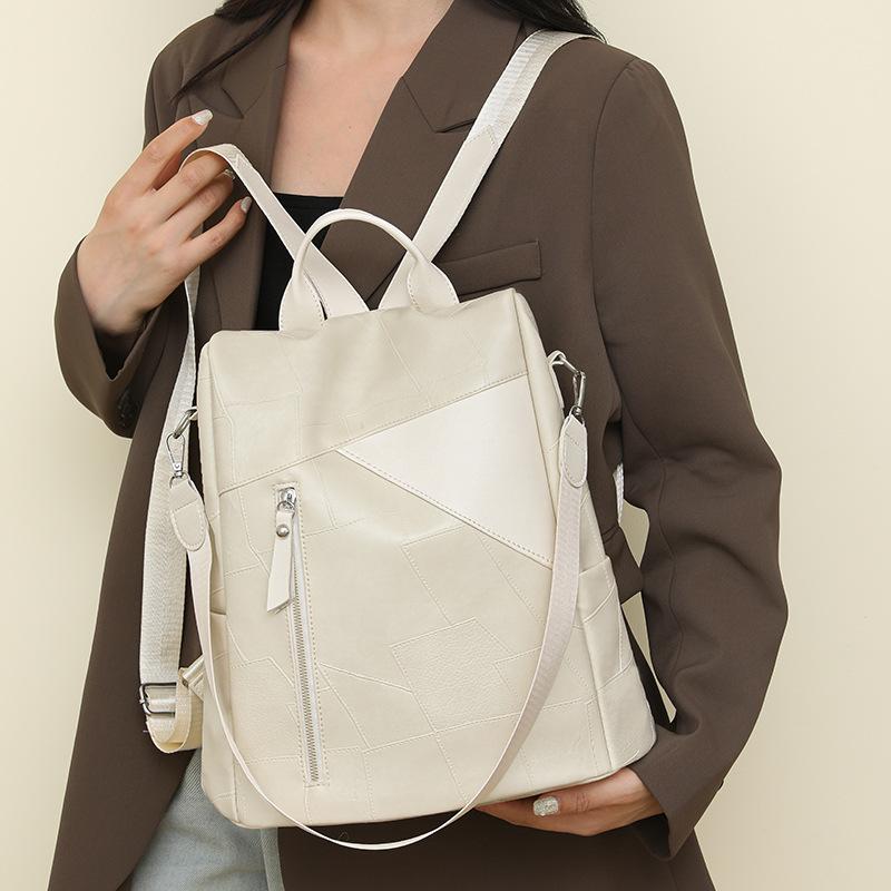 Soft Leather Backpack Large Capacity Backpack Women's Outdoor Travel Shoulder Bag Anti-Theft Bag