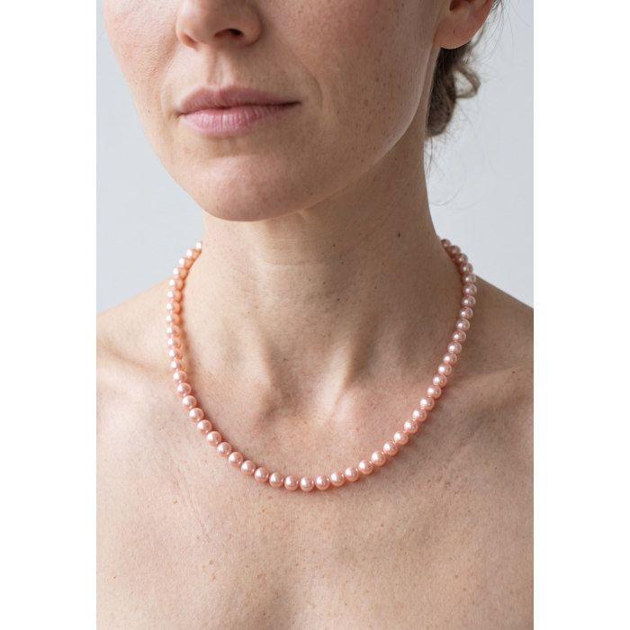 Collier - Pearls & Colors - Perle de Culture d'Eau Douce Semi-Ronde - Perle Rose - Argent 925 - Qualité AAA+ - Femme