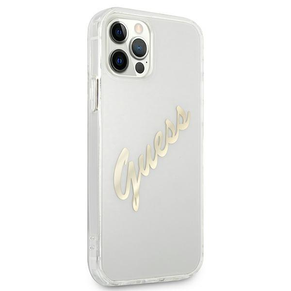 Guess Guhcp12Lktrsvgo Iphone 12 Pro Max 6,7 Transparent Hardcase Vintage Script Gold