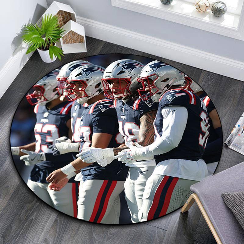 Patriots Players pattern round rug,Carpet Rug for Living Room Bedroom Playroom ,Non-slip Floor Mat,Holiday Gifts and Birthday Gifts.