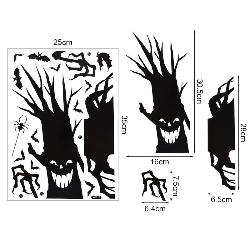 Halloween Window Wall Decal, Horror Ghost Skeleton Sticker, Haunted House Bar Home Holiday Decor, Scrapbook Art Sticker 25*35cm