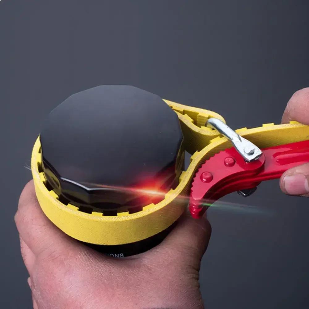 Belt Wrench Oil Filter Puller Strap SpannerChain Jar Lids Cartridge Disassembly Tool Adjustable Strap Opener Plumbing Tool