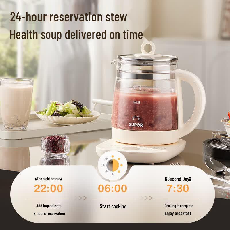 SUPOR 1.5L Glass Electric Health and Tea Kettle CN plug (adapter included)