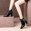Мода 2024 года, осень, новые толстые каблуки с острым носком, женские туфли на высоком каблуке, модные женские ботинки с боковой молнией, модные ботинки