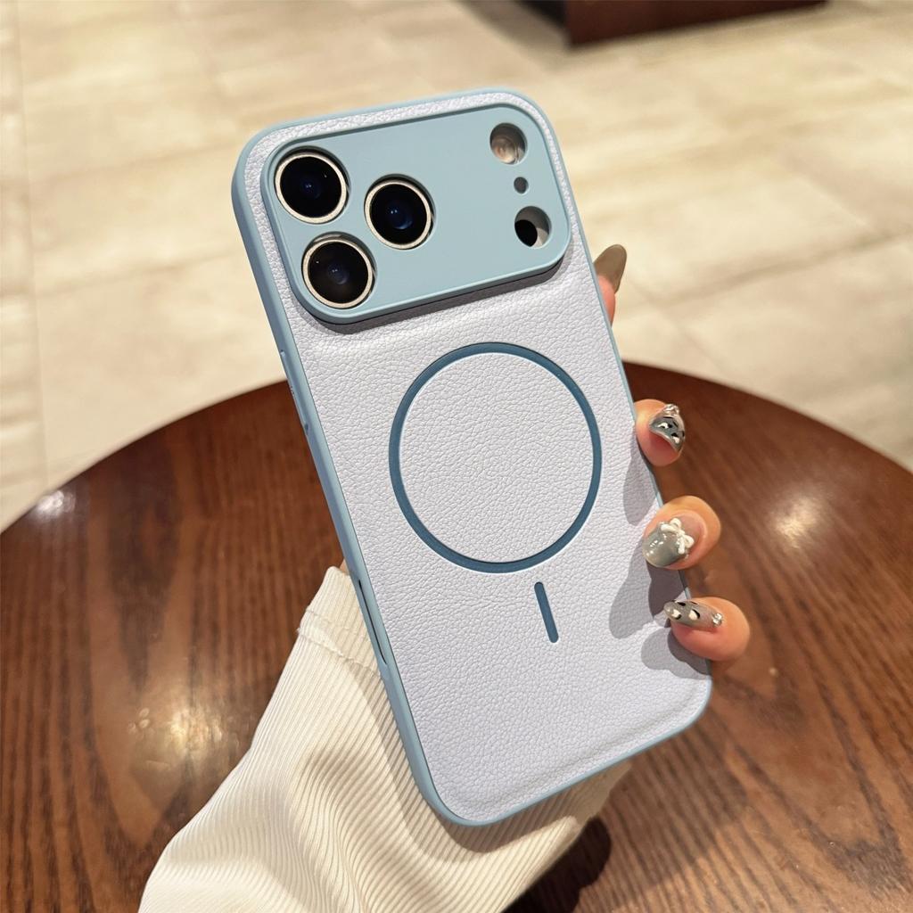 Деловой веганский кожаный чехол с магнитами MagSafe для iPhone 17 Air 16 15 14 Plus 13 12 11 Pro Max, однотонный, ударопрочный