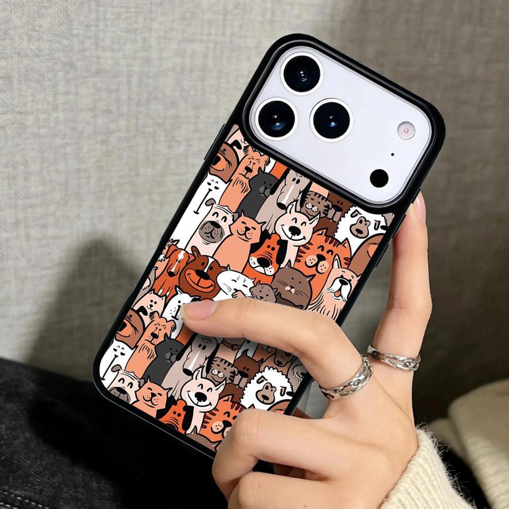 Чехол Case для iPhone 17 Air 16 Pro Max 15 Plus 11 13 Mini 14 12 Задняя крышка телефона Мультяшное животное Собака Кошка Свинья