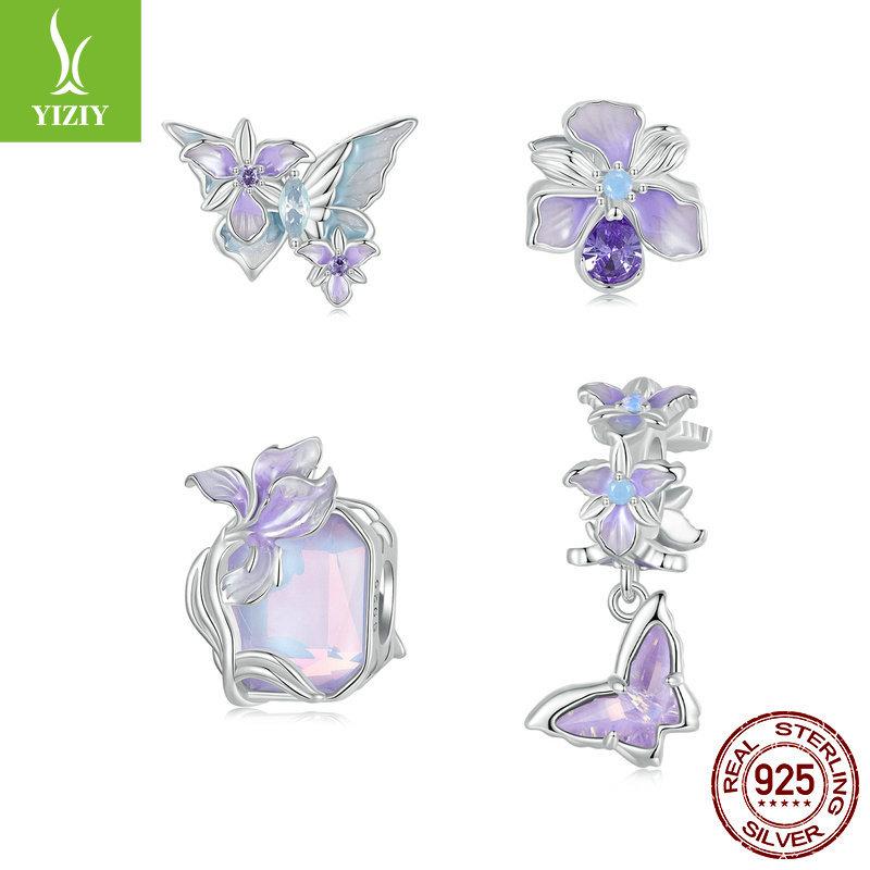 Браслет «Серия Фиолетовые Ирисы» Сделай сам из бусин, Романтичный и Элегантный Подвески из Стерлингового Серебра S925