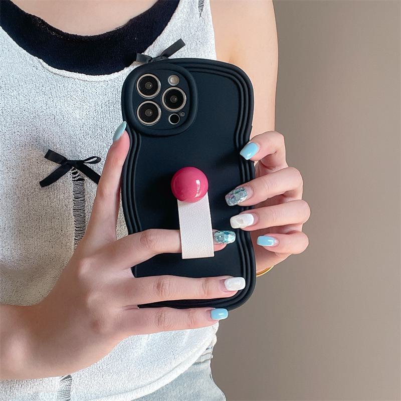 Wave X Silicone Full-Cover Anti-Fall Apple 15ProMax Phone Case with Simple Ring for Summer Joy