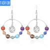 7 Chakra Natural Crystal Bead Earrings Female Yoga Energy Jewelry National Wind Tree of Life Exaggerated Earrings
