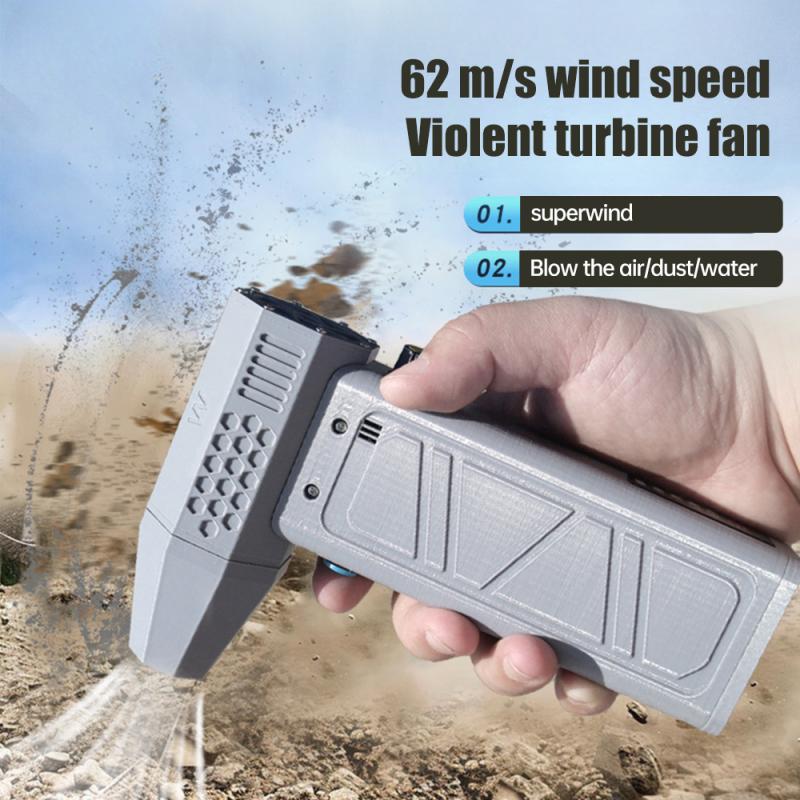 140000RPM Mini Turbo Jet Fan Brushless Motor Handheld Duct Fan 52M/S Portable Turbo Fan Type-C Charging with Power Display Compu
