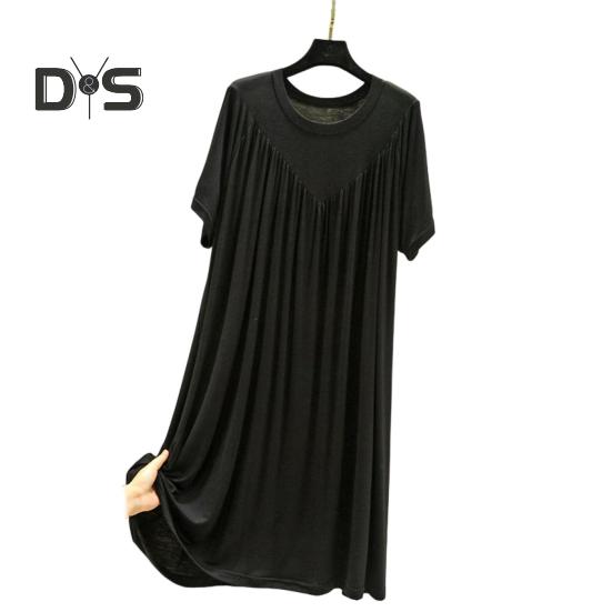 Pullover Lady Night Robe Short Sleeves Stylish Sleepwear Women Night Dress