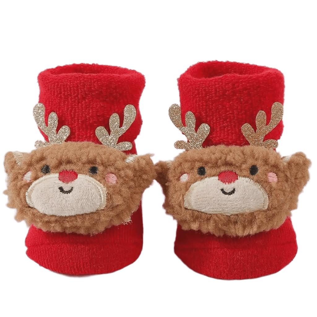 Terry Socks for Infants 0-12 Months Christmas Pattern Warm Cotton Socks Warm & Protective Socks for Indoor & Outdoor Use