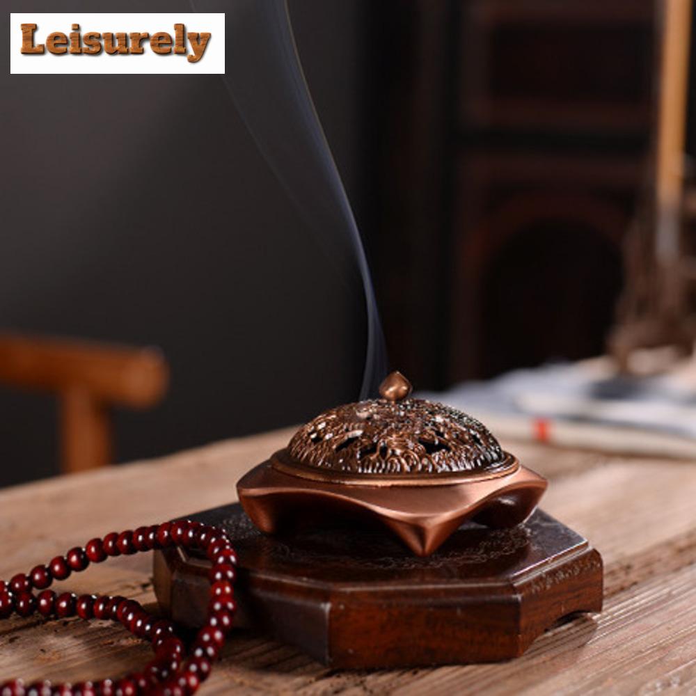 Dragon Phoenix Alloy Plate Incense Stove Indoor Office Buddha Offering Furnace Zen Censer Burner Holder Teatable Accessories